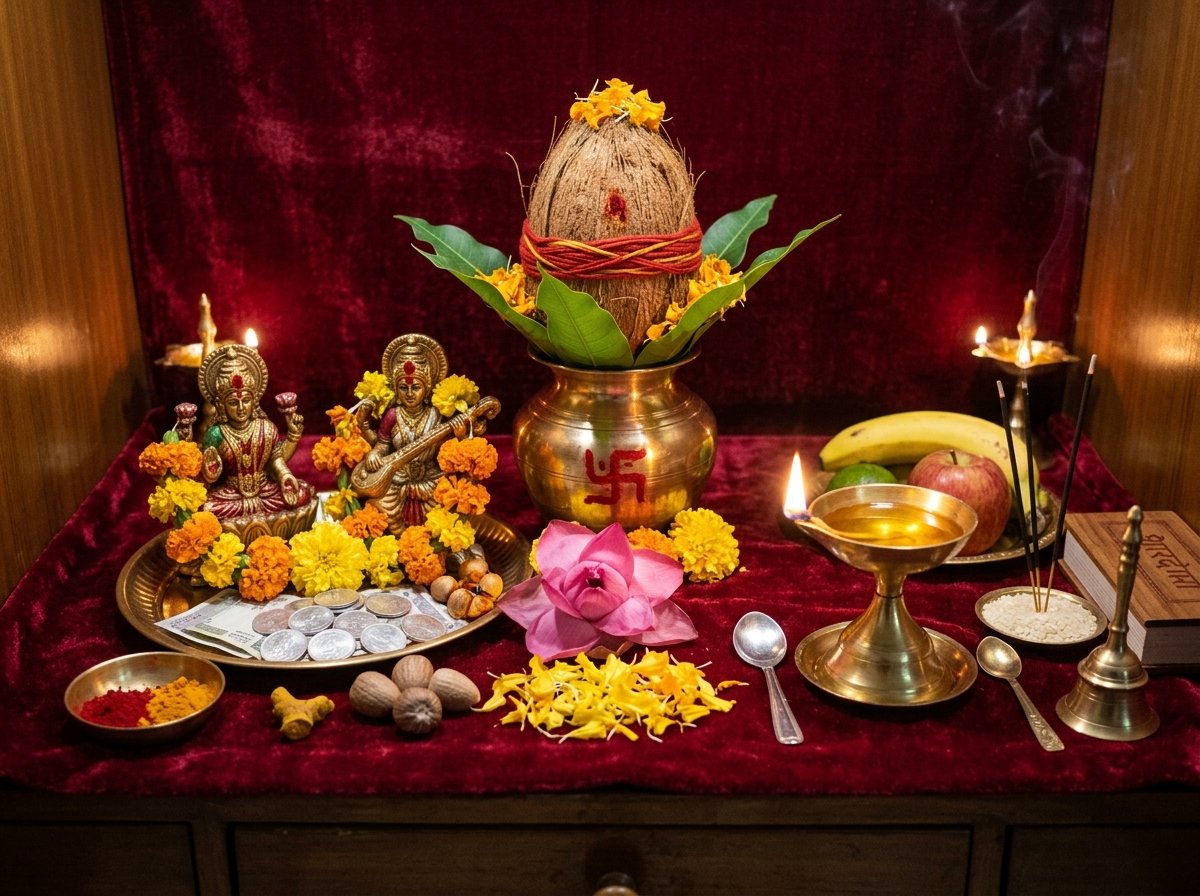 Chopda Pujan and Lakshmi Puja Traditional Setup
