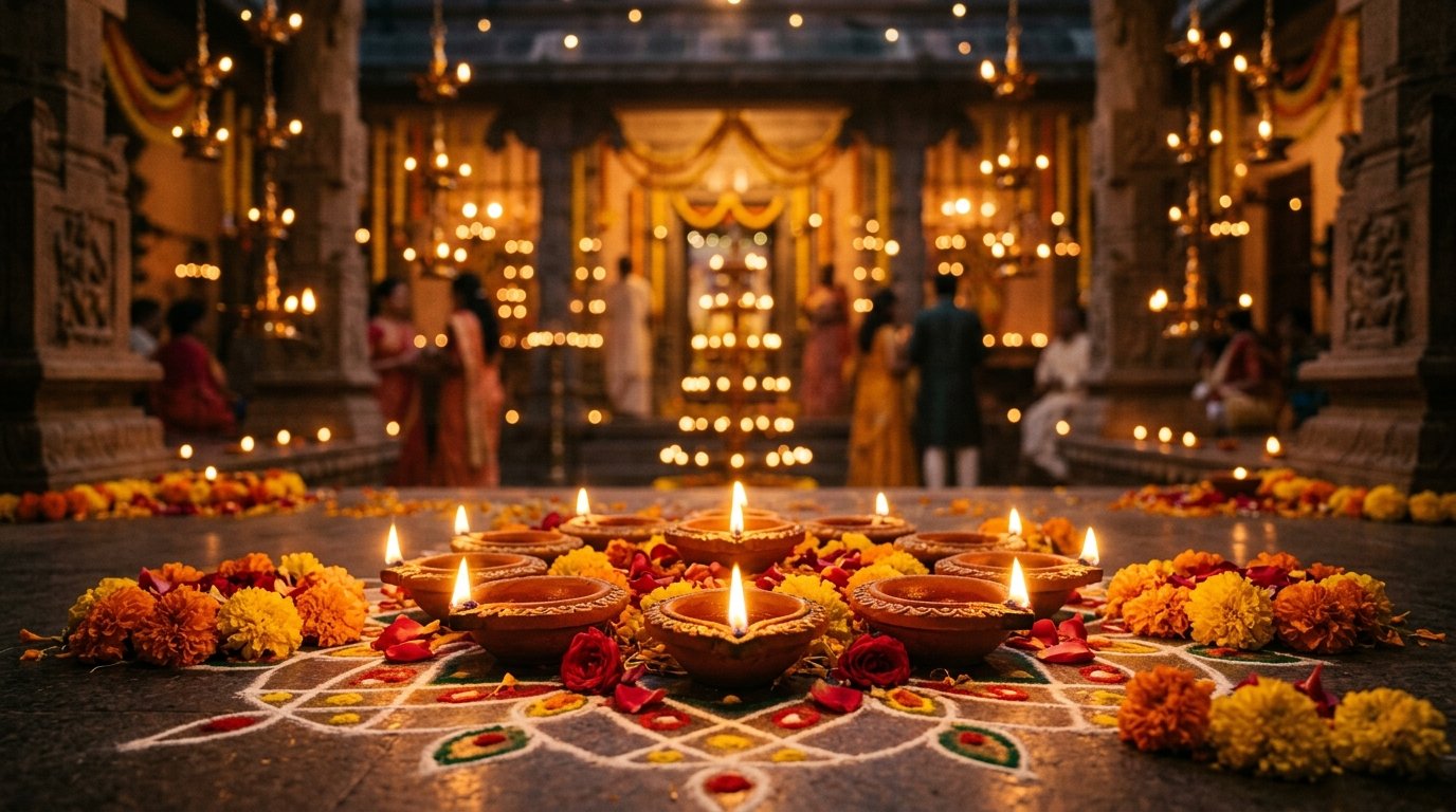 Diwali Lamp and Rangoli Celebration
